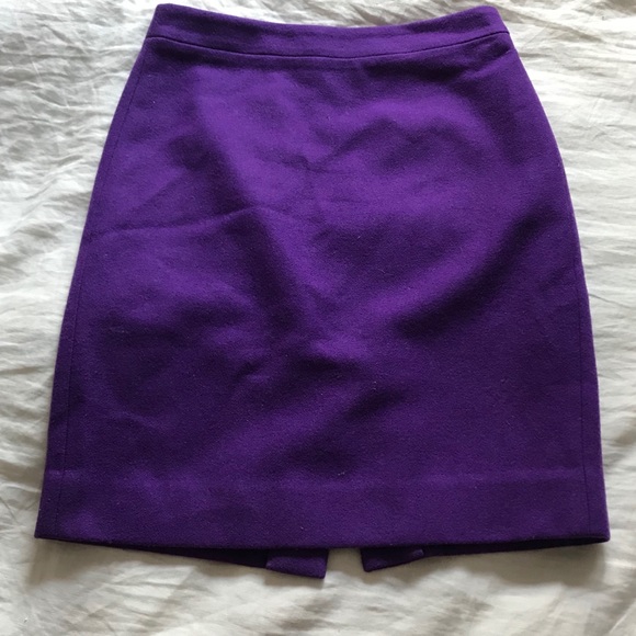 J. Crew Purple Wool Pencil Skirt - Picture 1 of 7